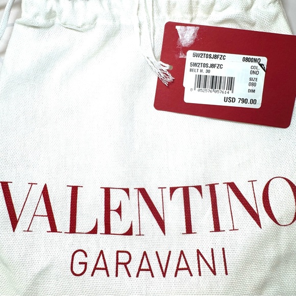 NWT Valentino Garavani Bold Edition V Logo Black Calfskin Leather Belt, Sz 80/32 main image 11